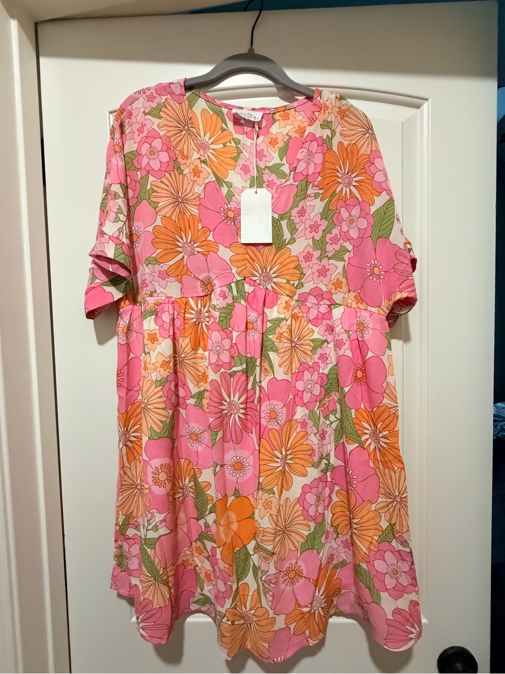 Women’s Floral Casual Dress in Pink & Orange